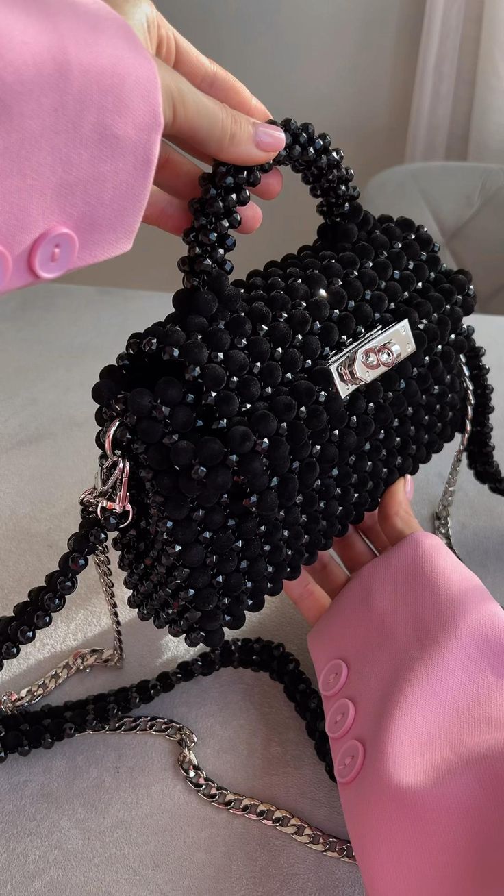 Black Beaded Bridal Bag