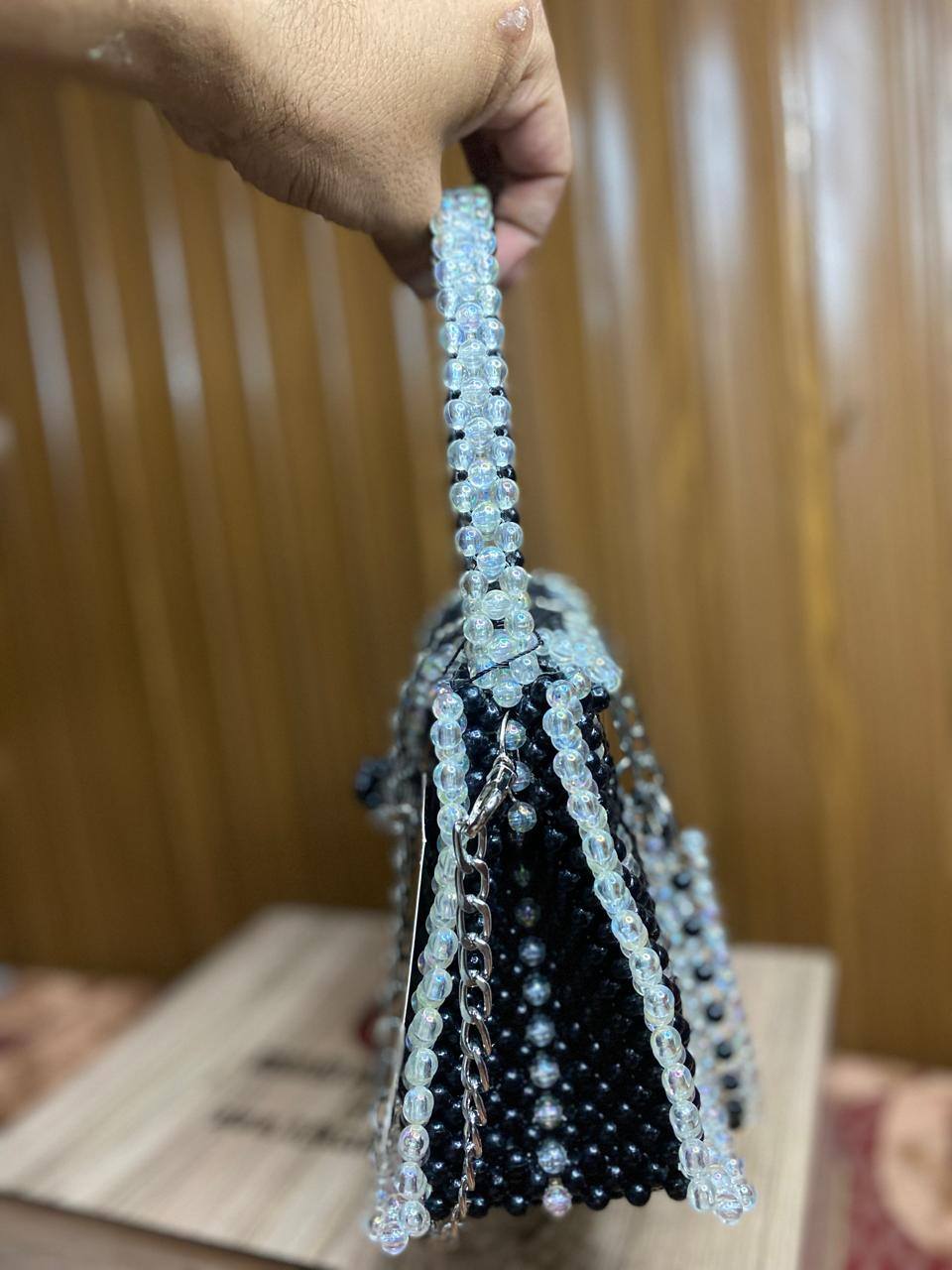 Black&White Crystal Beaded Purse