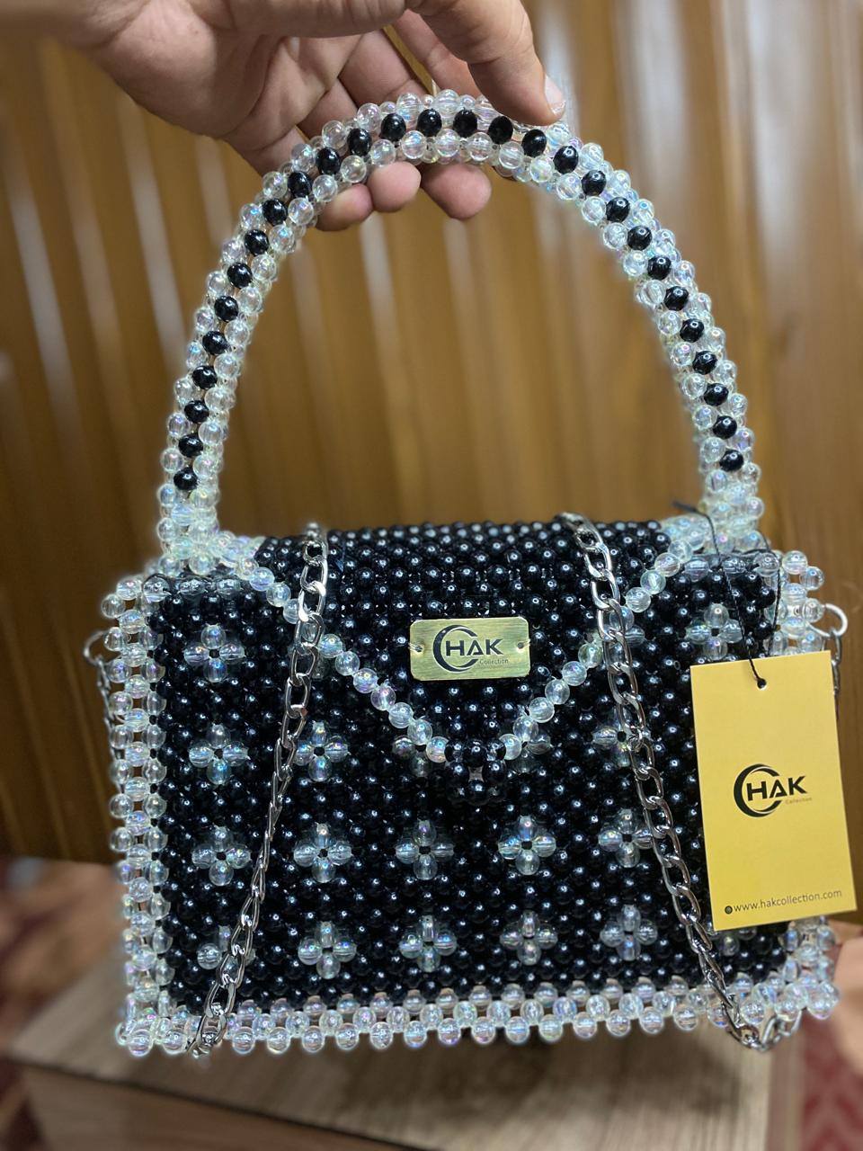 Black&White Crystal Beaded Purse