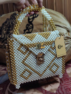 Golden&White Beaded Bag