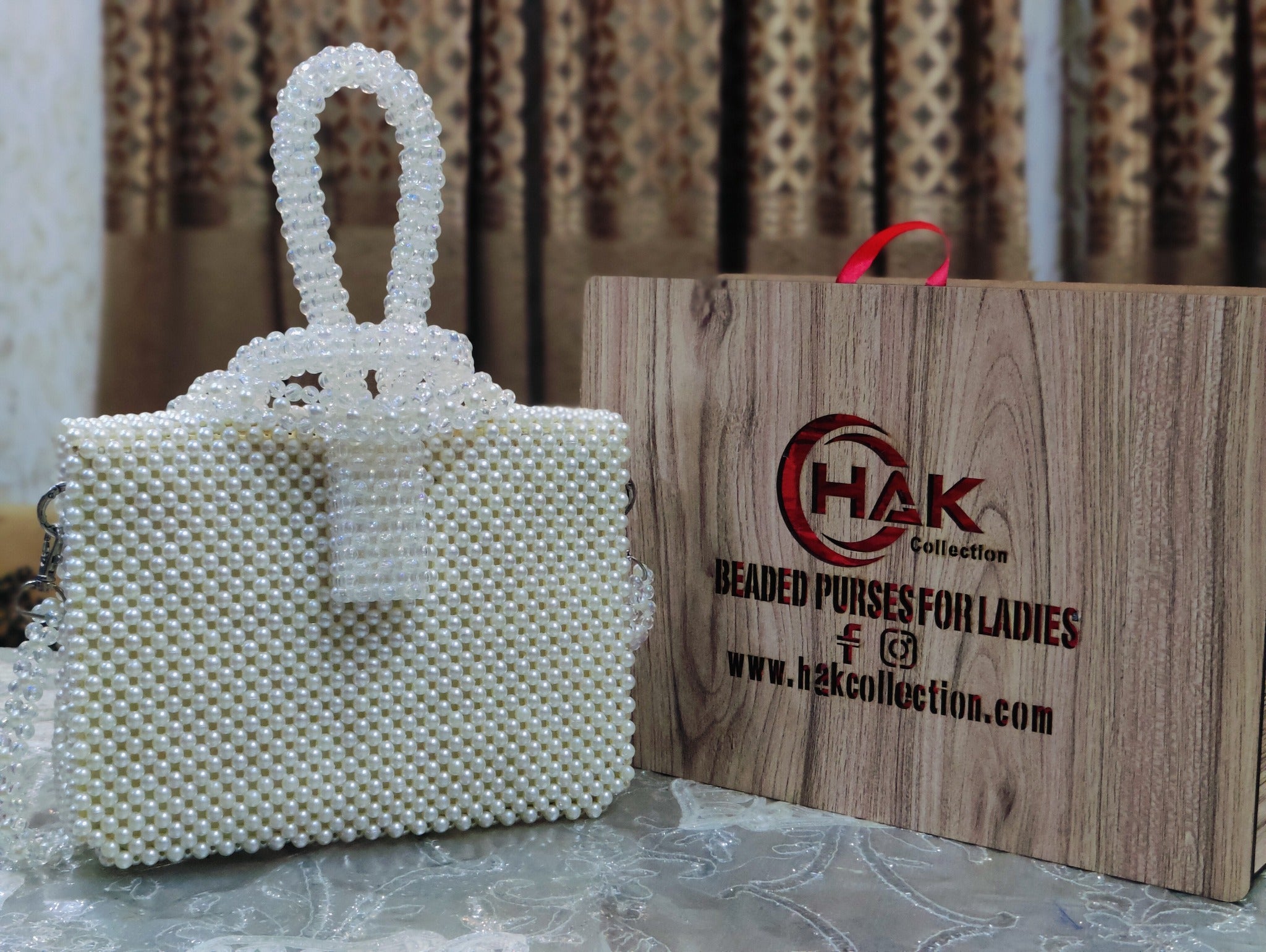 White Pearl Beaded Bridal Bag