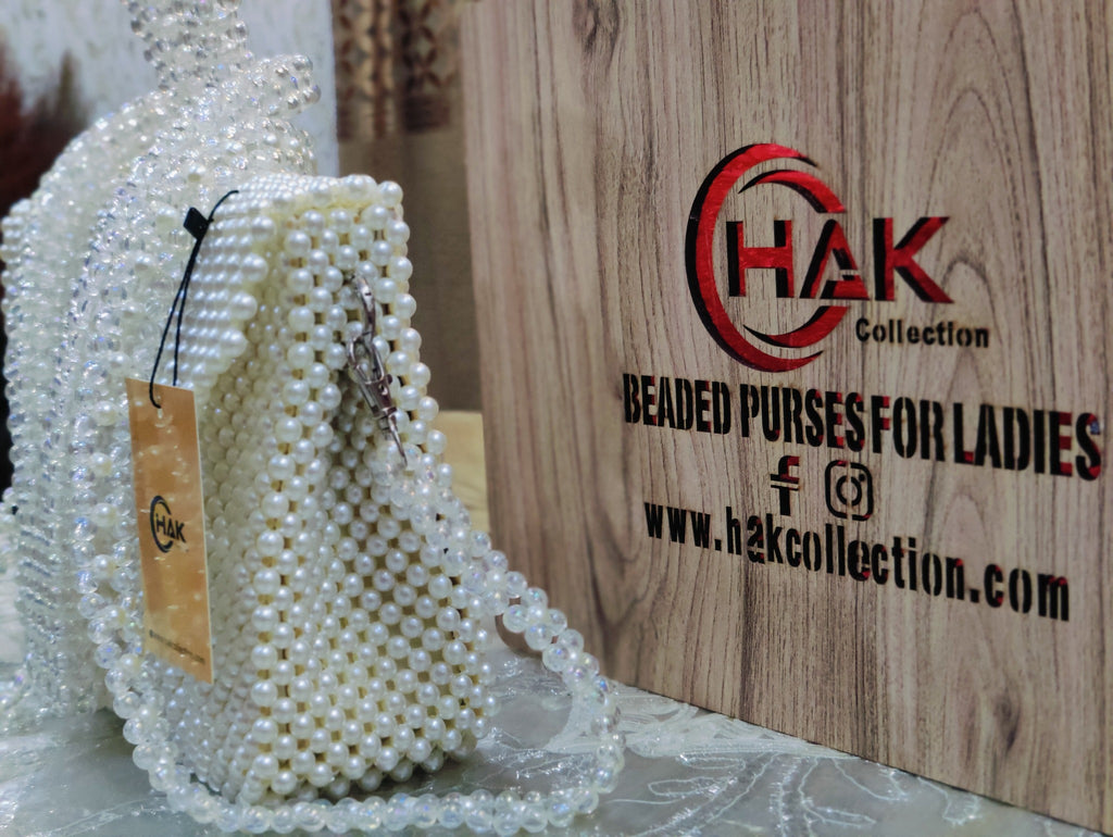 White Pearl Beaded Bridal Bag