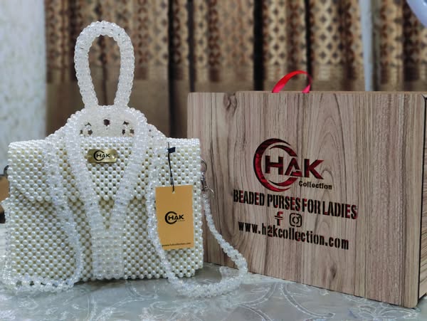 White Pearl Beaded Bridal Bag