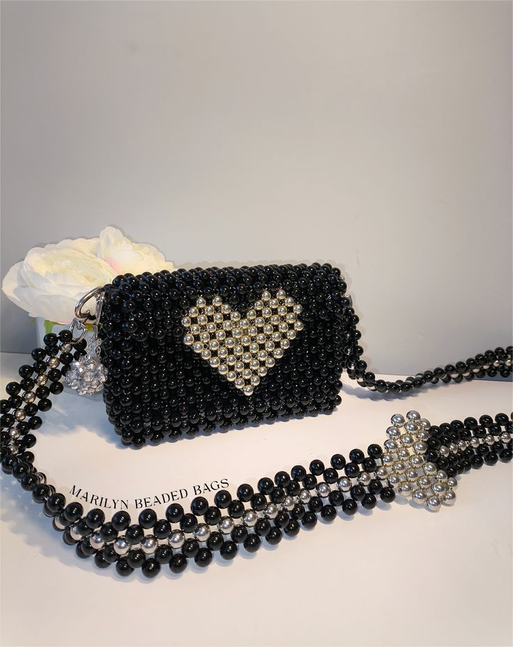 Black Beaded Bridal Purse