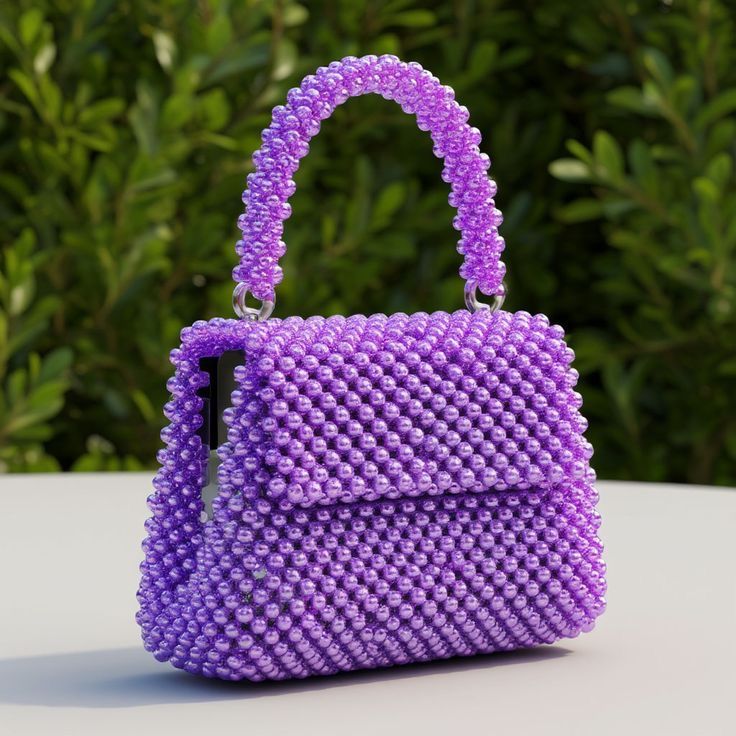 Purple Beaded Bridal Bag