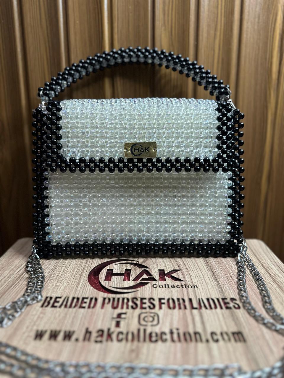 Black&White Crystal Beaded Bag
