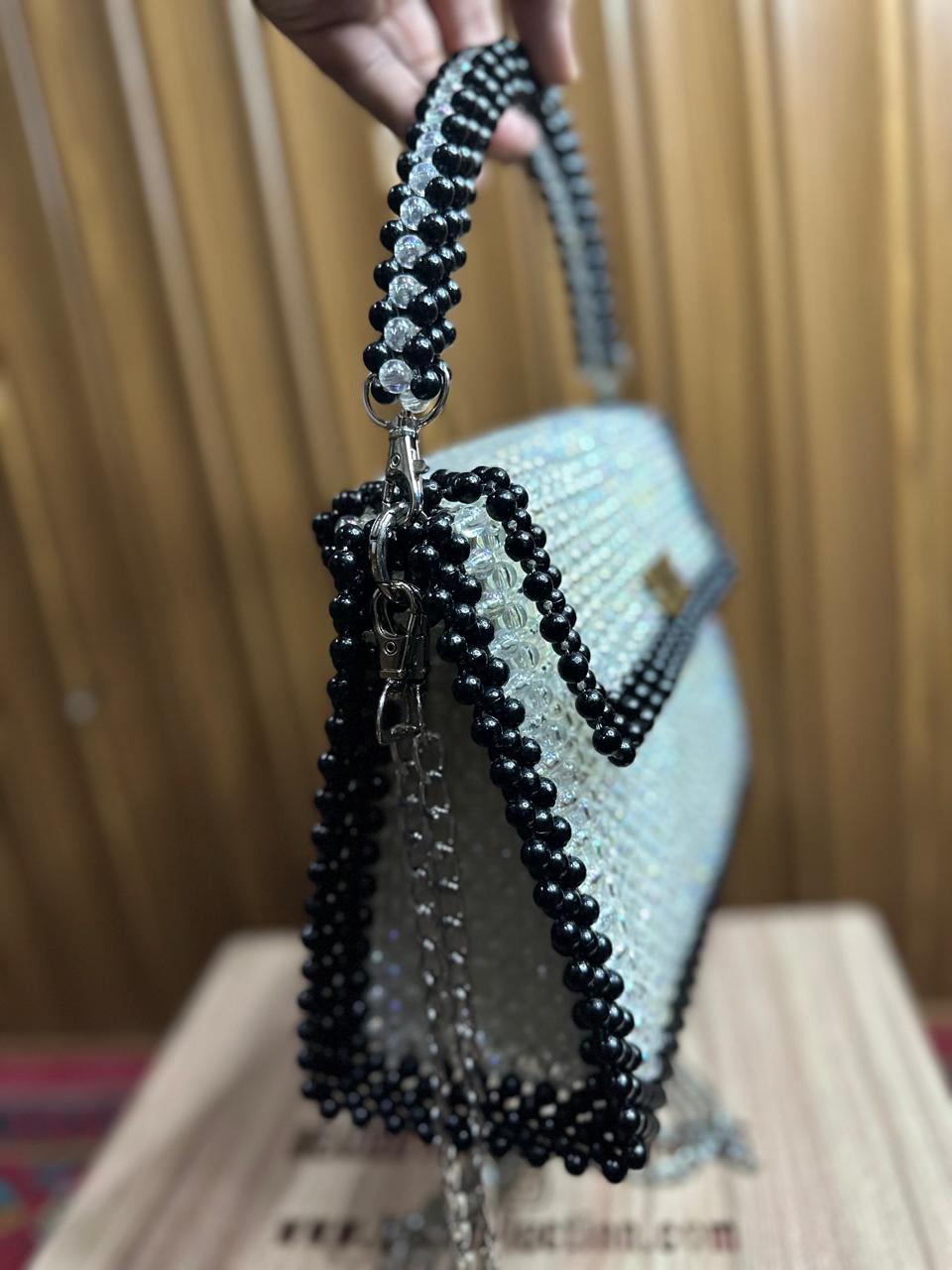 Black&White Crystal Beaded Bag