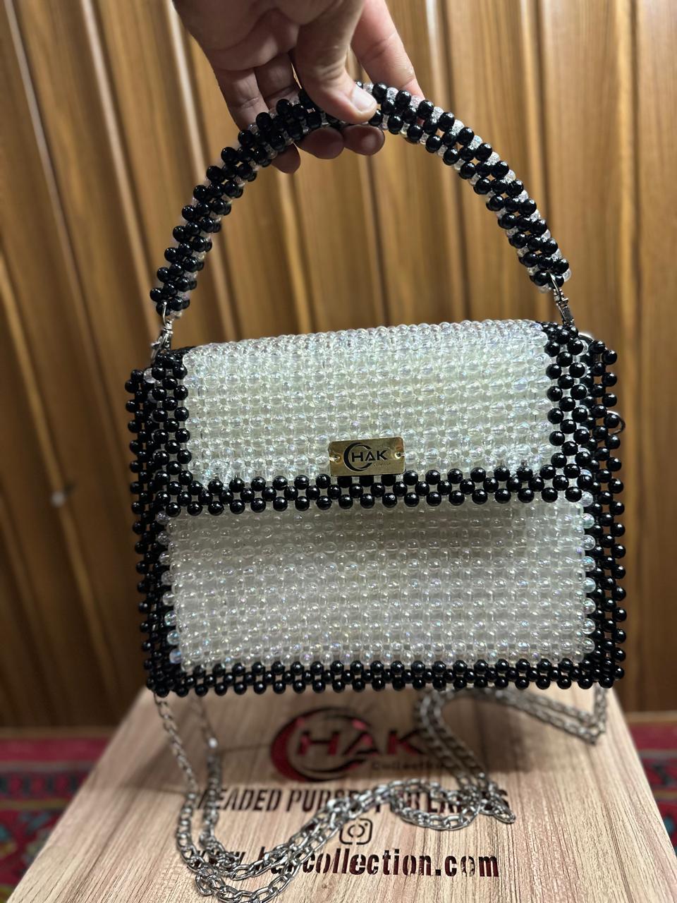 Black&White Crystal Beaded Bag