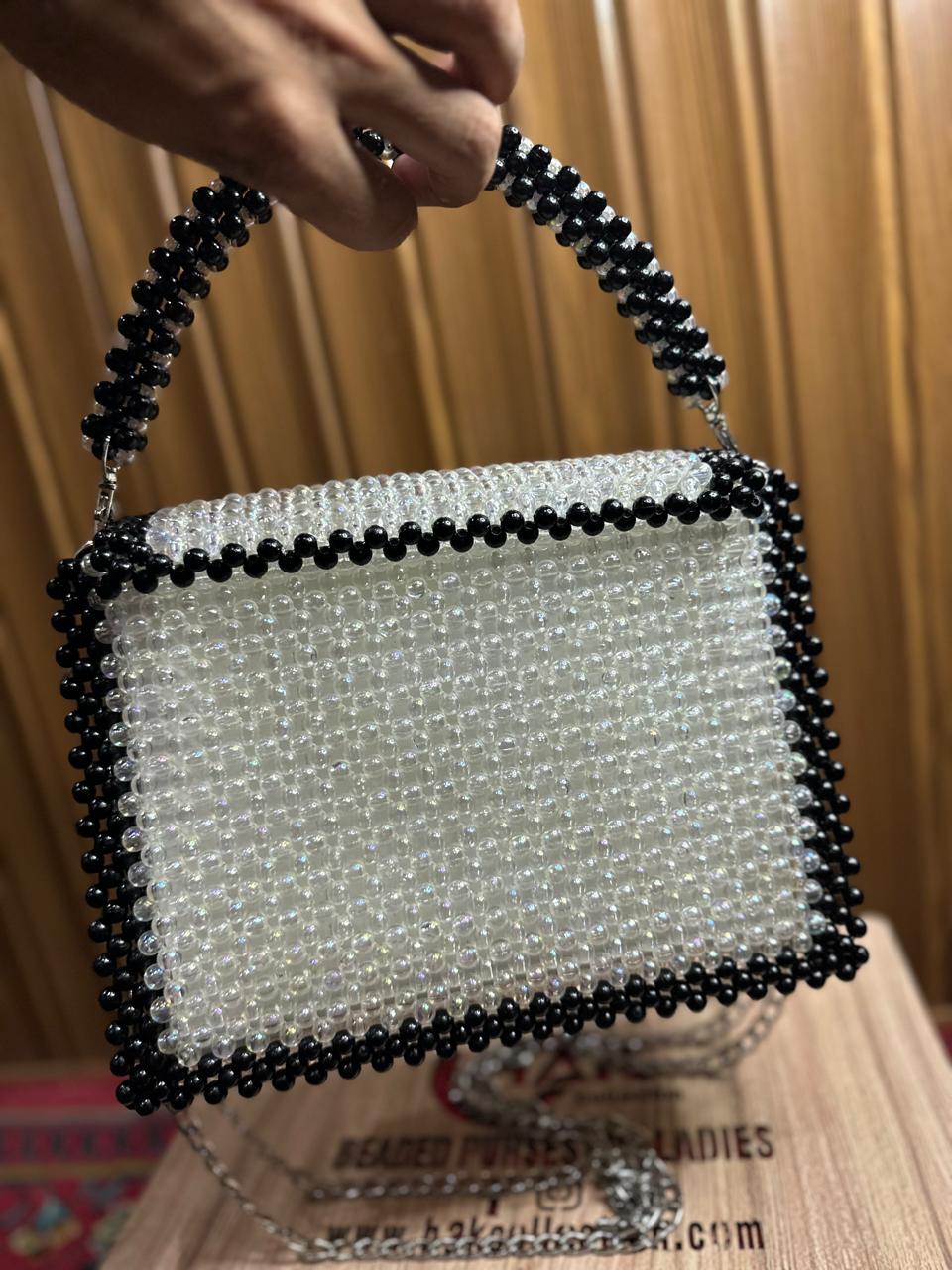 Black&White Crystal Beaded Bag