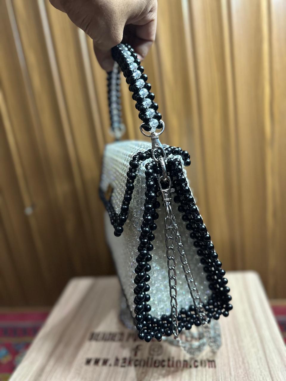 Black&White Crystal Beaded Bag
