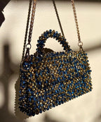 Blue Crystal Glass Beaded Bag