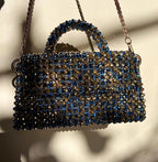 Blue Crystal Glass Beaded Bag