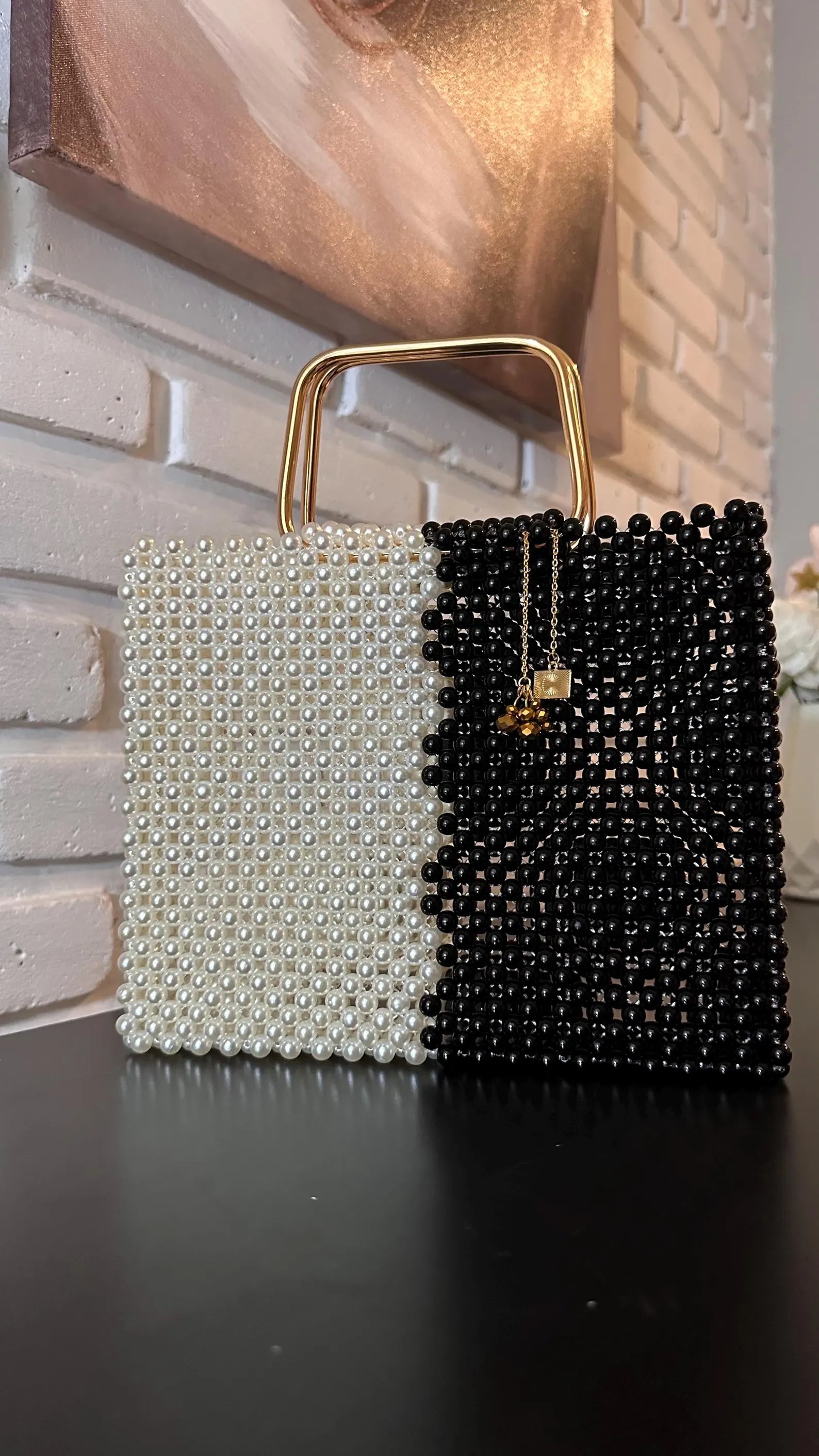 Black&White Beaded Bag